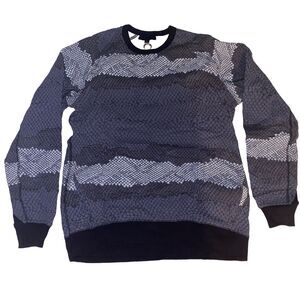 Black‎ Scale Sweatshirt Men Size Small Pockets Snakeprint Colorblock